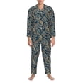 thumbnail image 3 of Salouo Indian Paisley 2 Print Button-Front Long Sleeve Pajama Set for Men, Soft 2Pjs Men's Long Sleeve Sleepwear-XX-Large, 3 of 7