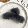 thumbnail image 5 of Fashion Barrette Pure Color Autumn Winter Plush Hair Clip Hairgrips Faux Fur Hair Claws Hairpins DARK COFFEE, 5 of 8