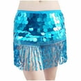 thumbnail image 2 of Women Fringe Tassel Hem Skirt Fashion Low Waist Sequin Mini Skirt Trendy Hip Scarf, 2 of 3