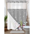 thumbnail image 3 of Snowman Merry Christmas Winter Snowflakes No Hooks Shower Curtain with Snap in Fabric Liner Set, Xmas Tree Gray Shower Curtains Waterproof Bathroom Curtain with See Through Top Window, 60x72 Inch, 3 of 6