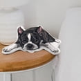 thumbnail image 5 of WIRESTER 9.84 inches Faux Linen Fabric & PP Cotton Filler Animal Shaped Pillow Cushion, Boston Terrier Dog Lying Down Looking Up, 5 of 6