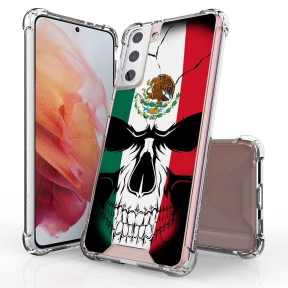 ANJ  Hybrid Slim Hard Back Cover Case Flexible Bumper for Samsung Galaxy S21 Plus - Mexican Skullcap