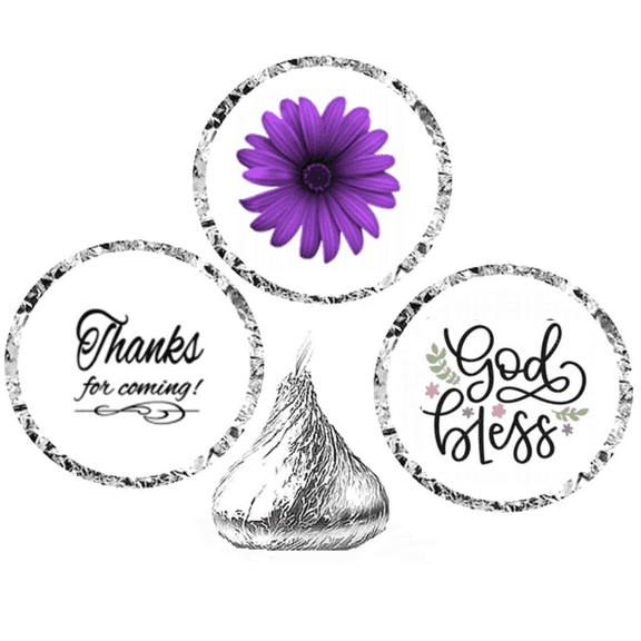 216ct Purple God Bless Religious Baptism Communion Party Favor Candy Decoration Stickers Labels Fits Kisses Chocolates Party Favors Envelope Seals