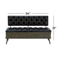 thumbnail image 4 of DecMode Metal Storage Bench with Tufted Faux Leather, Black, 4 of 13