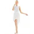 thumbnail image 3 of YiZYiF Womens Sequins Dance Leotard Dress Lyrical Modern High-Low Skirted Leotard Ballroom Dance Costume White Small, 3 of 7