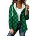 thumbnail image 2 of Wowcloth Woman's Casual Plaid Hooded Jacket, Long Sleeve with Chest Pocket, Fashion Outerwear for Daily Wear and Outdoor Activities, 2 of 5