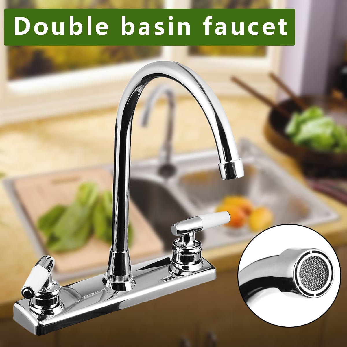U.S Chrome Hot/Cold Swivel Mixer Sink Water Tap Basin Kitchen Wash Basin Faucets 