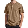 thumbnail image 3 of Henley Shirts for Men Summer Casual Short Raglan Sleeve Crewneck Relaxed Fit Athletic Tshirts Mens Tees, 3 of 5