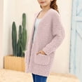 thumbnail image 4 of MKOSPLRT Sweater Cardigans for Girl Sherpa Fleece Long Cardigans Open Front Long Sleeve Fall Cardigan Jackets Warm Outwear with Pocket, 4 of 8