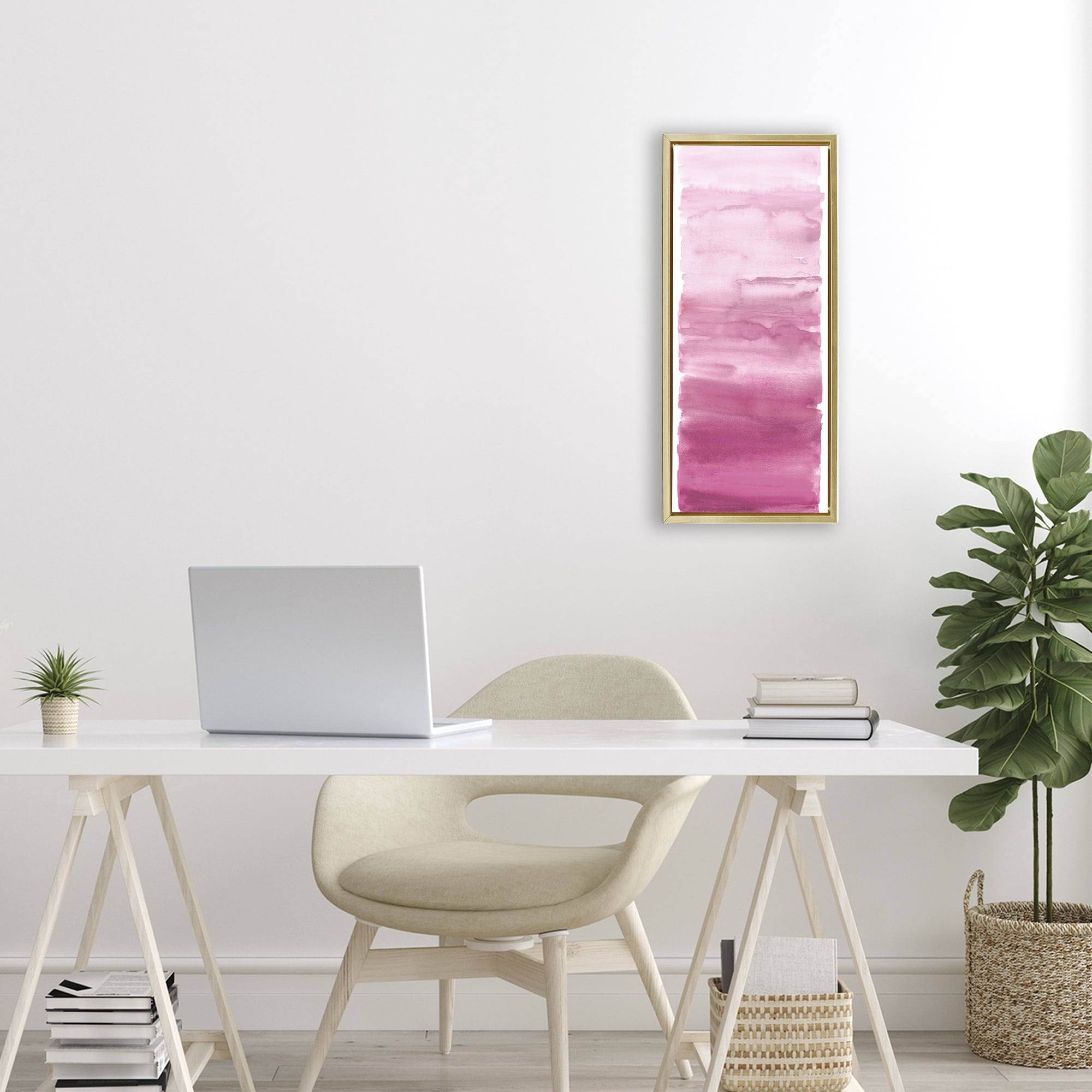 Stupell Industries Blush Blend Gradient Gold Framed Floater Canvas Wall Art, design by Allie Corbin