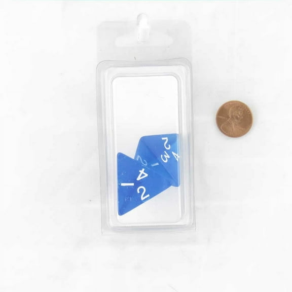 Blue Jumbo Transparent Dice with White Numbers D4 27mm (1.06 inch) Set of 2 Wondertrail