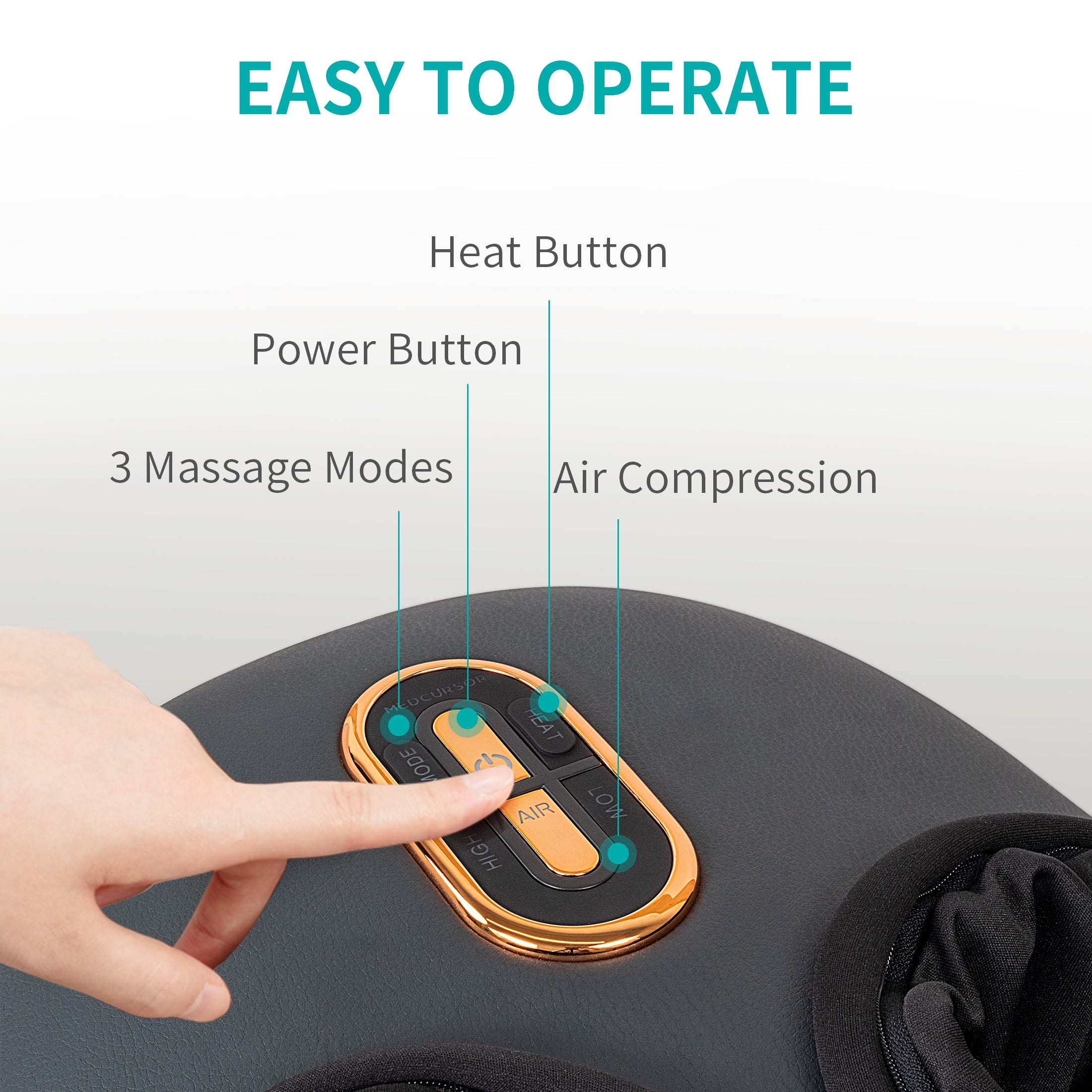 Medcursor Shiatsu Foot Massager Machine with Soothing Heat, Deep Kneading Therapy, Air Compression(Black)