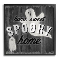Stupell Industries Sweet Spooky Home Ghosts Sign Graphic Art Black Framed Art Print Wall Art, Design by Natalie Carpentieri
