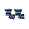 thumbnail image 2 of BemeyourBBs Toddler Baby Boy Girl Baby Summer Clothes Infant Baby Boy Girl 2 Piece Outfit Adorable Striped Short Sleeve T Shirt Tops with Shorts Set Homewear Loungwear, 2 of 9