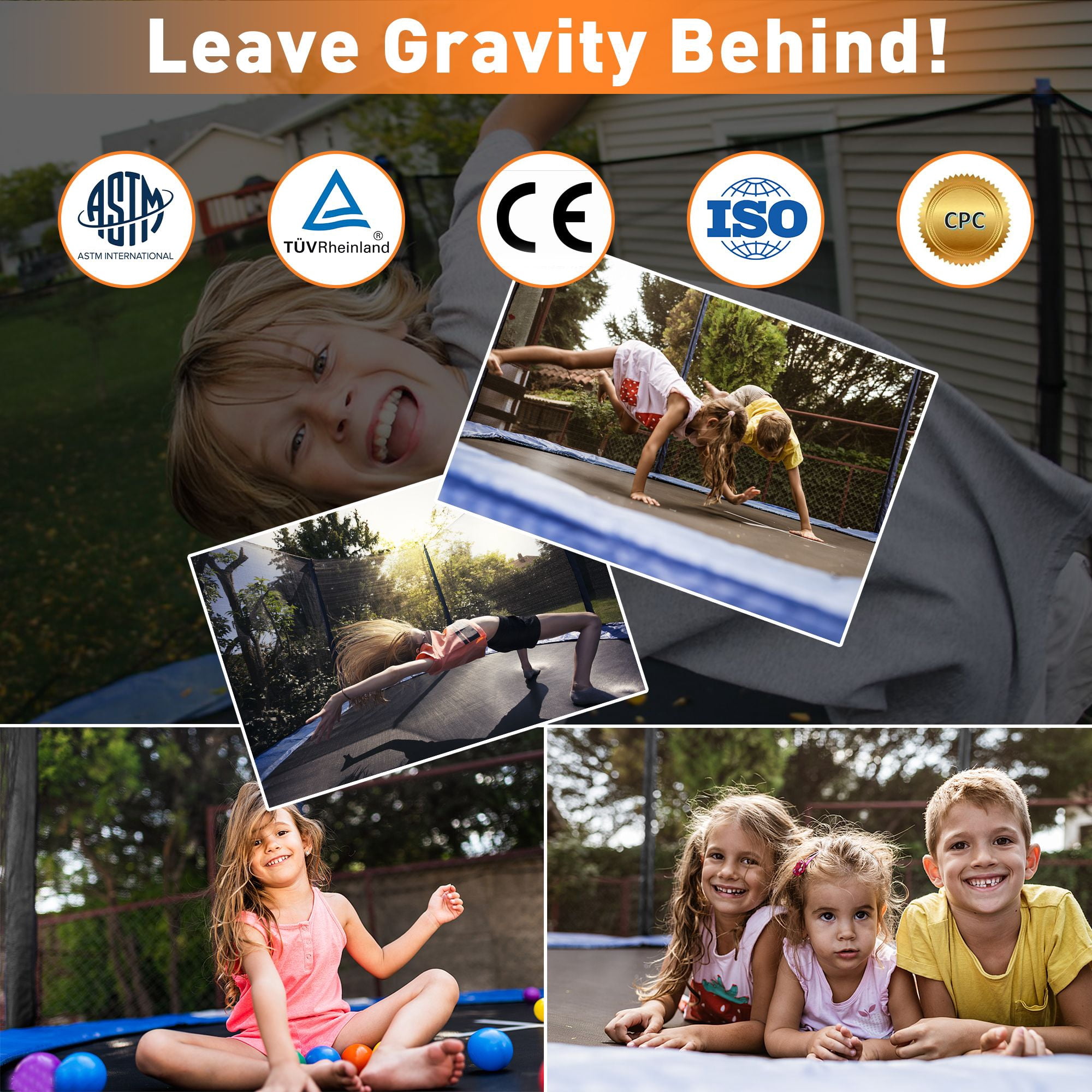 CITYLE Trampoline 10FT Trampoline for Kids and Adults, Outdoor Trampoline with Lights, Trampoline with Enclosure, Basketball Hoop, Wind Stakes, Ladder, Weather Resistant, Easy Assembly, Last Long