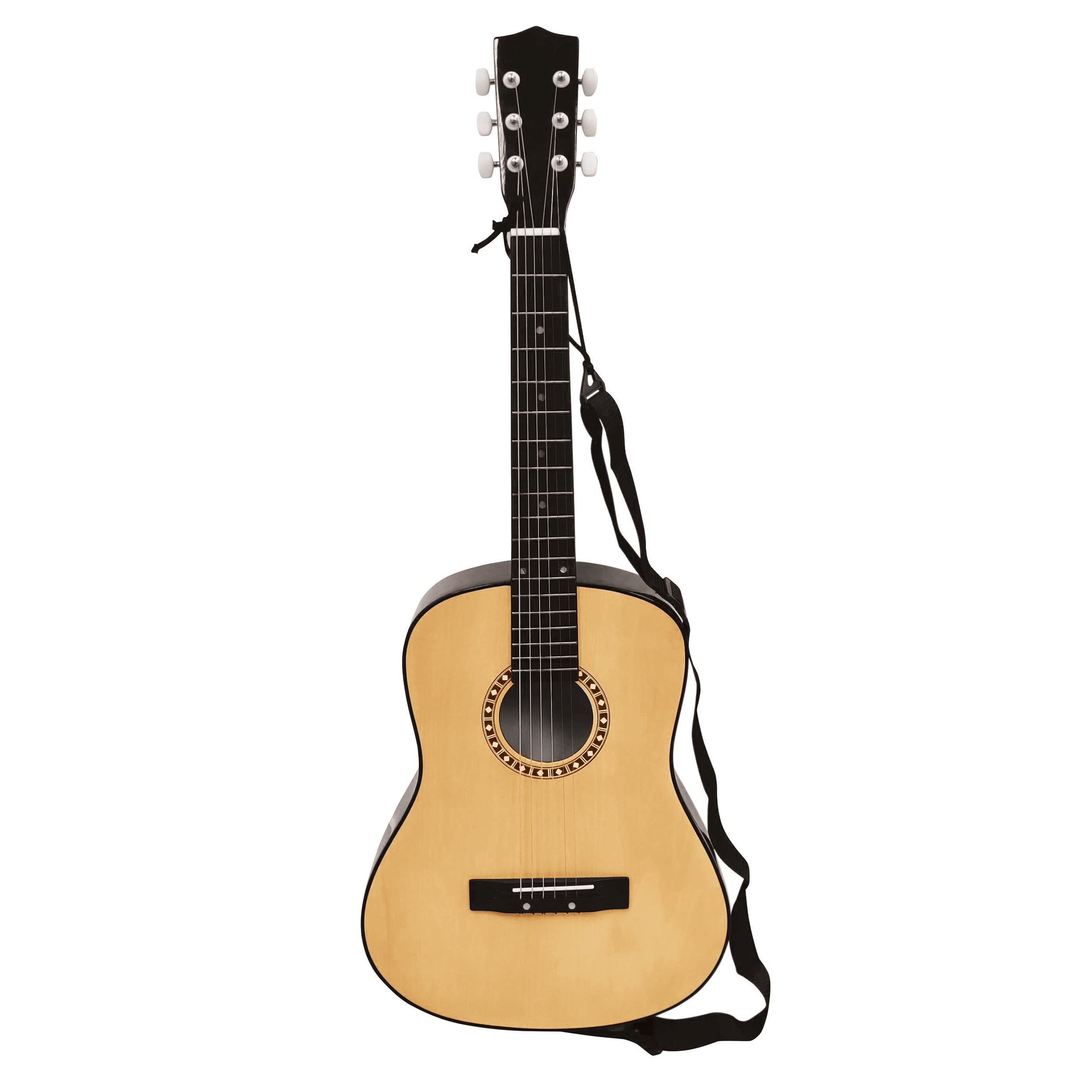 Lexibook Wooden Acoustic Guitar, 36'', 6 Nylon Strings, Carry Bag Included, Wood/Black