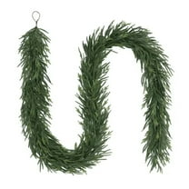 9 Ft Christmas Artificial Norfolk Pine Garlands, Real Touch Winter Pine Garland, Green Artificial Greenery Garland for Mantle, Table, Wall, Fireplace, Indoor &Outdoor Holiday Decorations