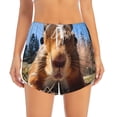 thumbnail image 3 of Uemuo Close-Up Curious Squirrel Pattern Women's Athletic Shorts High Waisted Running Shorts with Liner Pockets Gym Elastic Workout Shorts-Medium, 3 of 9