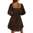 thumbnail image 2 of Long Sleeve Square Neckline Women Mesh Ruffle Dress, 2 of 2