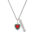 thumbnail image 1 of Delight Jewelry Red & Green Heart with White Ruffles Silvertone Guardian Angel Bar Charm Necklace, 23", 1 of 4