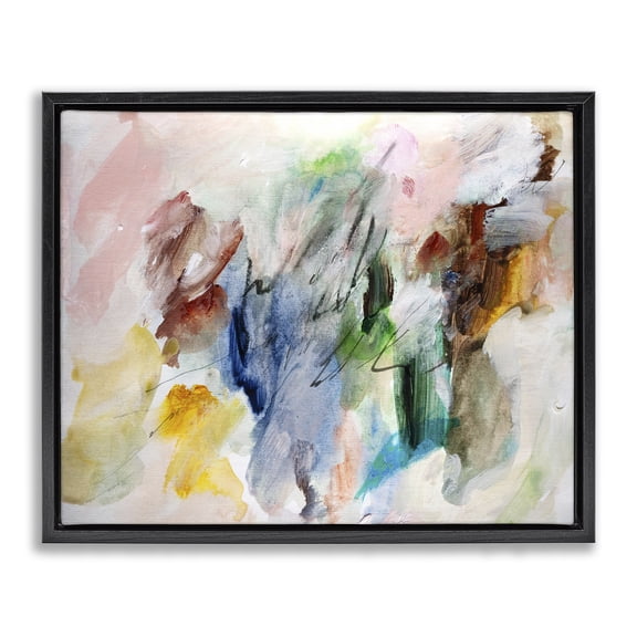 Stupell Industries Earthy Pitter Patter Abstract Abstract Painting Black Floater Framed Canvas Art Print Wall Art, 21 x 17