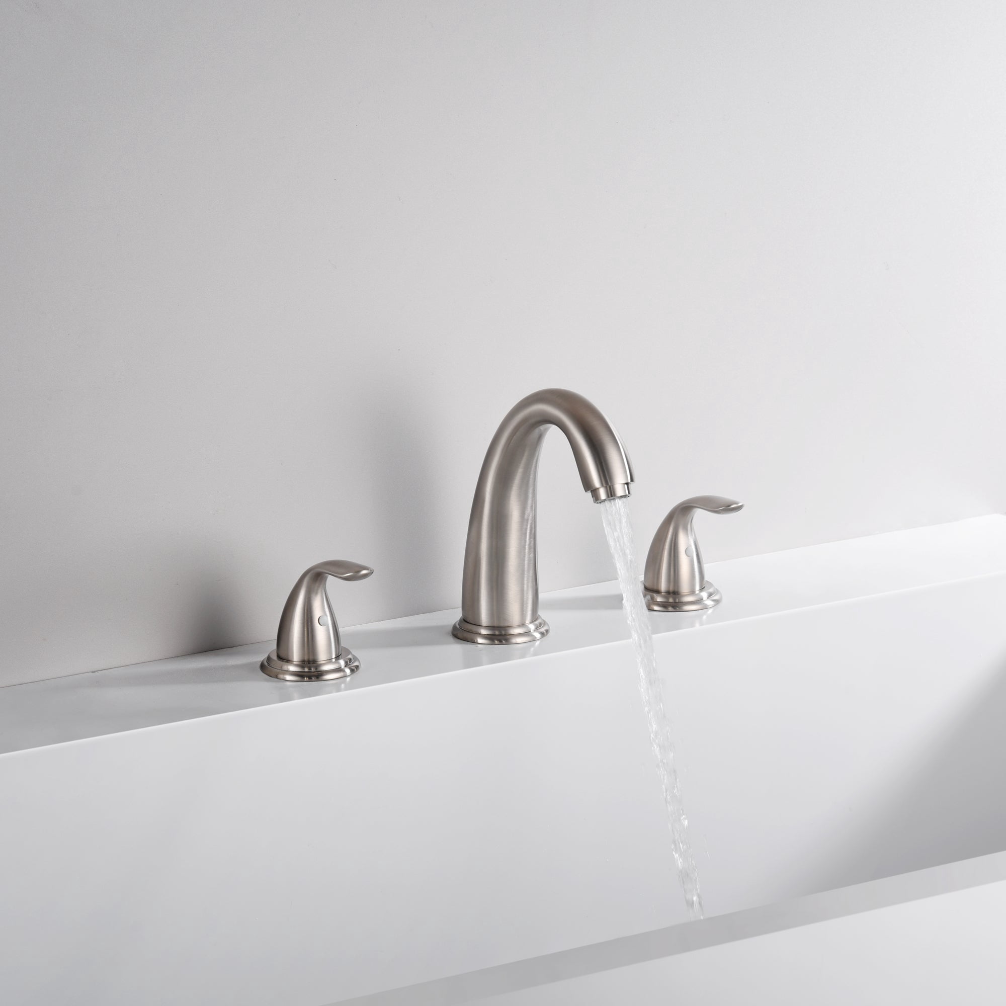 Sumerain S2142NS Brushed Nickel Tub Faucet 2 Handle,Deck Mount 3 Hole Bathtub Faucet Brass Roman Tub Faucet,High Flow