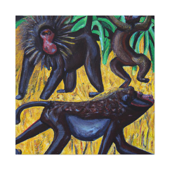 Baboon Folk Art Paint - Canvas