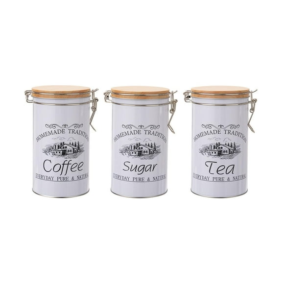 Siruishop 3 Pieces Canister Sets for Kitchen Counter Vintage Canisters Set for Kitchen