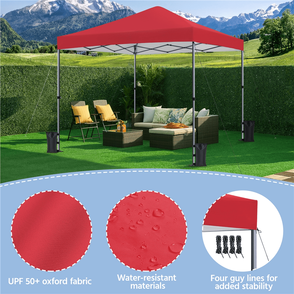 Renwick Instant Pop-up Canopy with One Push To Lock Setup Mechanism, Red