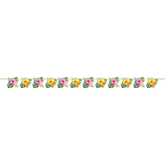 Floral Paradise Tropical Beach Summer Luau Party Decoration Ribbon Banner