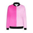 thumbnail image 5 of BXINGOHAI Classic Full Zip Bomber Jacket for Women Spring Casual Long Sleeved Jackets Lightweight Zip Up Coat Trendy Color Block Outwear Clearance Sale Pink,L, 5 of 5
