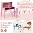 thumbnail image 6 of Resenkos Kids Desk and Chair Set with Hutch and Bulletin Board for 3+ Kids-Pink, Small Folding Table for Arts & Crafts, Snack Time, Homeschooling, Homework, 6 of 8