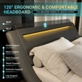 thumbnail image 5 of Sifurni King size Wave-Like Curve Deluxe Upholstered Modern Bed Frame with LED Headboard, Dark Dray, 5 of 10