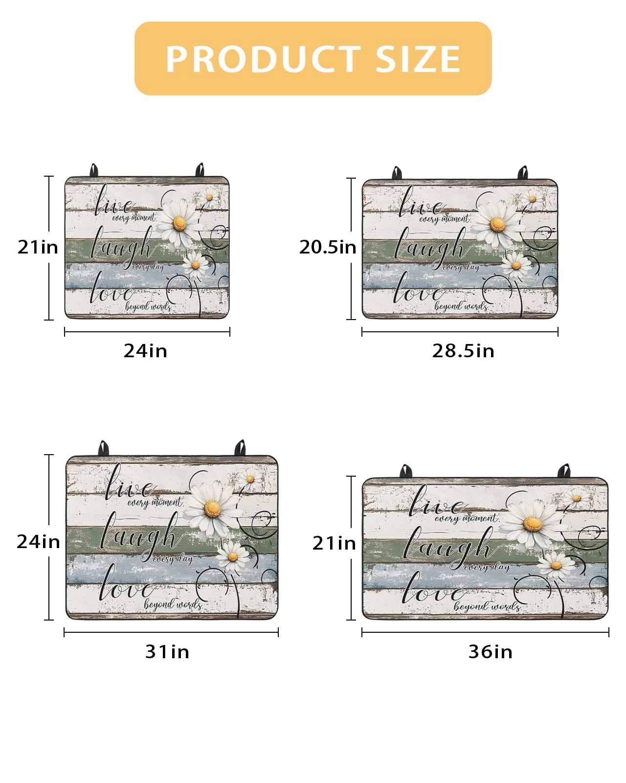 nqOlkjepod Large Induction Cooktop Protector Mat 24"x21", White Green Blue Stove Top Covers for Electric Stove, Vintage Wooden Rustic White Daisy Floral Stove Burner Cover Mats Stove Cover