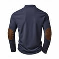 thumbnail image 5 of SDNall Men‘s Elbow Patch Shirt, Long Sleeve Casual Top with Stand Collar and Pockets, Partial Button Front, 5 of 6