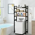 thumbnail image 5 of Nuoxin 3-Tier Over-the-Toilet Storage Shelf, Bathroom Organizer Shelf Over Toilet, Freestanding Space Saver Rack with Adjustable Shelf and Basket, Black, 5 of 7