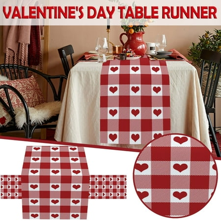 

VALSEEL Valentine s Day Polyester Cotton Printed Table Flag Table Decorations