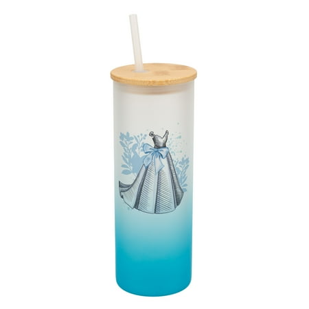 

Elanze Designs 25 Ounce Frosted Glass Gradient Travel Tumbler With Straw and Wooden Lid Wedding Day Sky Blue