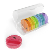 Ezy Dose Travel Weekly (7-Day) AM/PM Pill Organizer, Vitamin and Medicine Box, Large Compartments, Rainbow