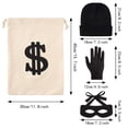 thumbnail image 2 of Set de disfraces YAROMO Robber, de lona, con letrero de dólar, bolsas de dinero, 2 of 7