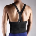 thumbnail image 1 of Work Back Brace Lower Back Pain Protection Belt Waist Trainer Lumbar Support Band with Shoulder Straps for Heavy Lifting Safety Black L, 1 of 6