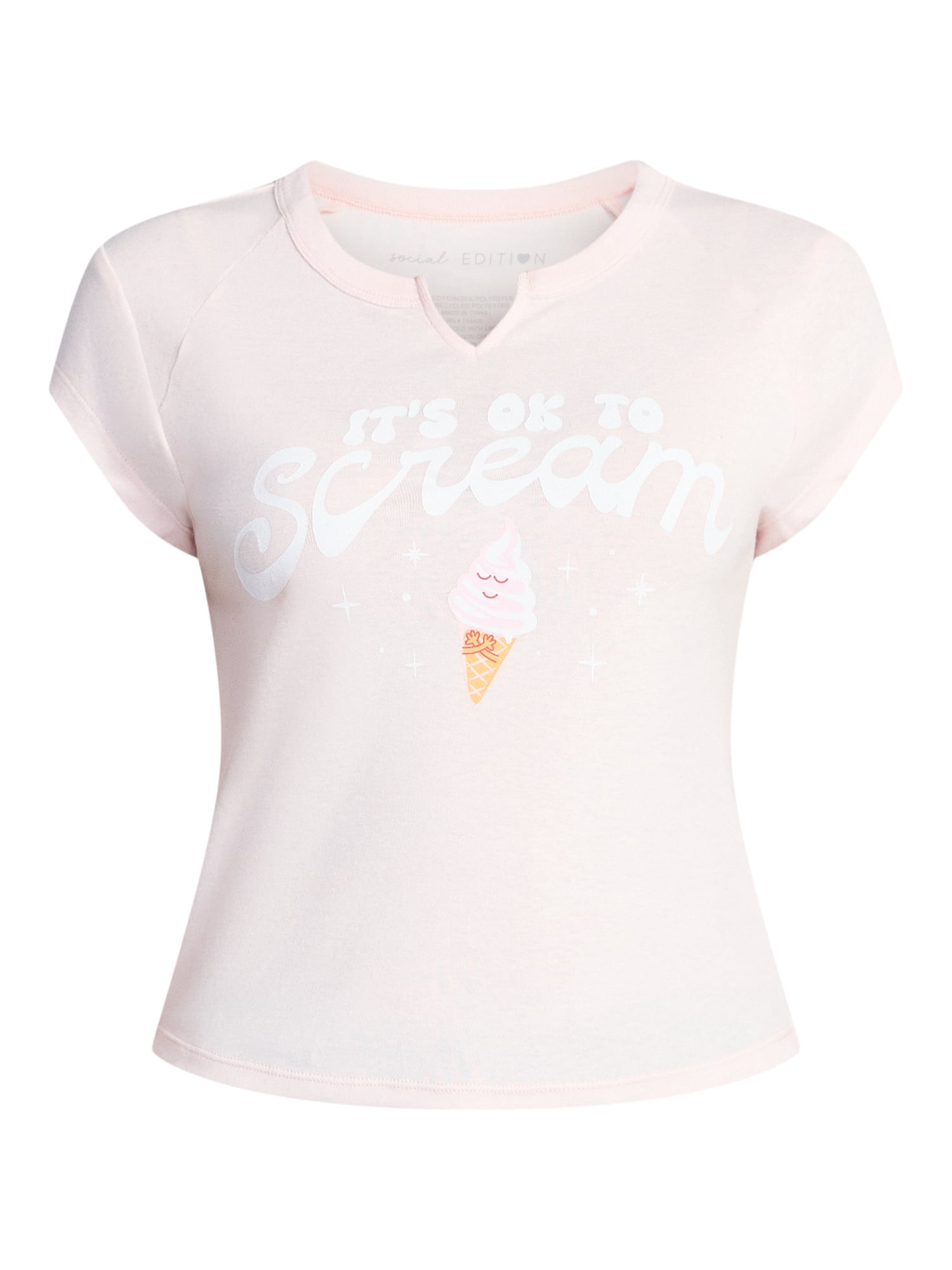 Women's Ice Cream Graphic Tee with Short Sleeves, Sizes XXS-XXL