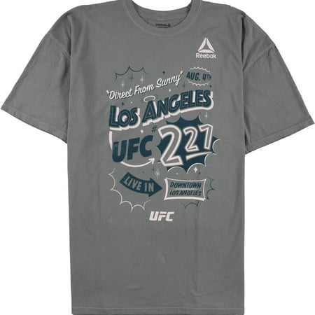 Reebok Mens Direct from Sunny Los Angeles Graphic T-Shirt, Grey, Medium