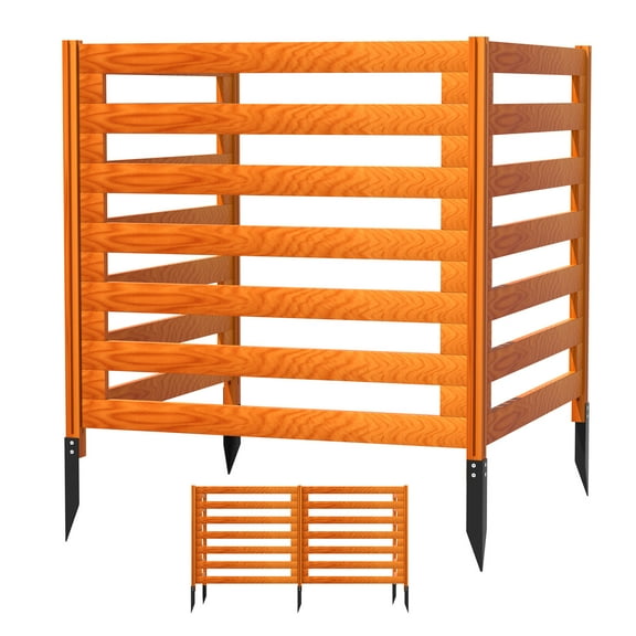 3 Panels Wood Air Conditioner Fence Panels, 36"x36"x36" Outdoor Privacy Screens with Metal Stakes, Equipment Enclosure Panels for Trash Can, Pool, Yard, Deck