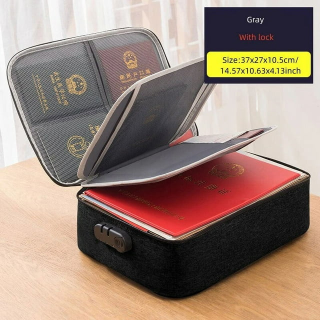 Document Organizer Briefcase A4 Folder Holder Men's Women's Bag Cover Purse Passport Home Safe Functional File Storage Case