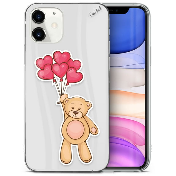 Caseyard TPU Clear Case for iPhone 13 with Balloons and Teddy design phone cover