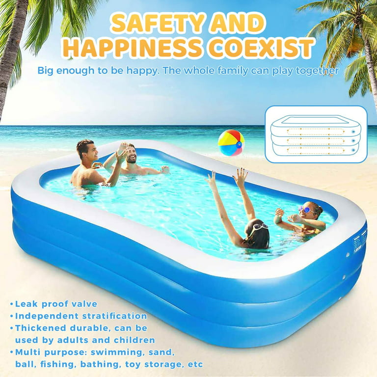 Nogis Inflatable Swimming Pool, 120 inchx72 inchx22 inch Full-Sized Swimming Pools Above Ground for Kids, Adults, Garden, Backyard, Outdoor Swim
