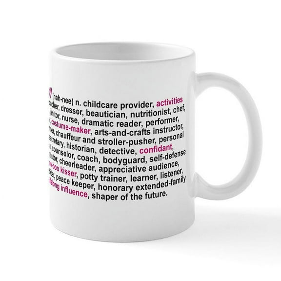 CafePress - Definition Of A Nanny Mug Mugs - 11 oz Ceramic Mug - Novelty Coffee Tea Cup
