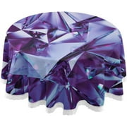 SKYSONIC Purple Gemstone Round Tablecloth,Washable Oil Proof Table Cover for Kitchen Holiday Party Wedding Picnic Decoration