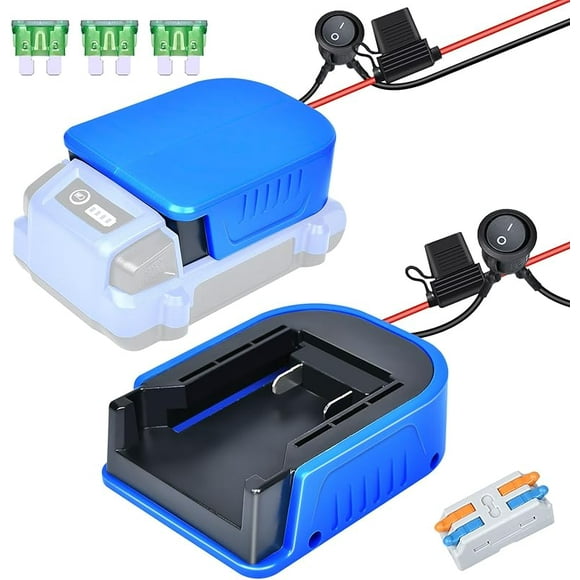 Adaptateur de Roue d'Alimentation pour Batterie Kobalt 24V, Adaptateur de Batterie avec Fusible et Borne de Fil, Convertisseur de Batterie à Fil de Calibre 14 pour Jouets RC, Voiture RC, Robotique, Lumières de Travail et Bricolage (Lot de 1, Sans Pile)